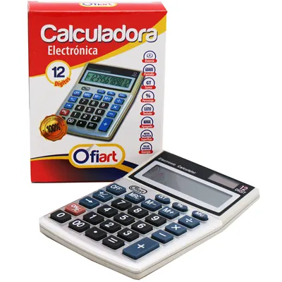 Calculadora 12 dígitos. Sistema de carga dual.